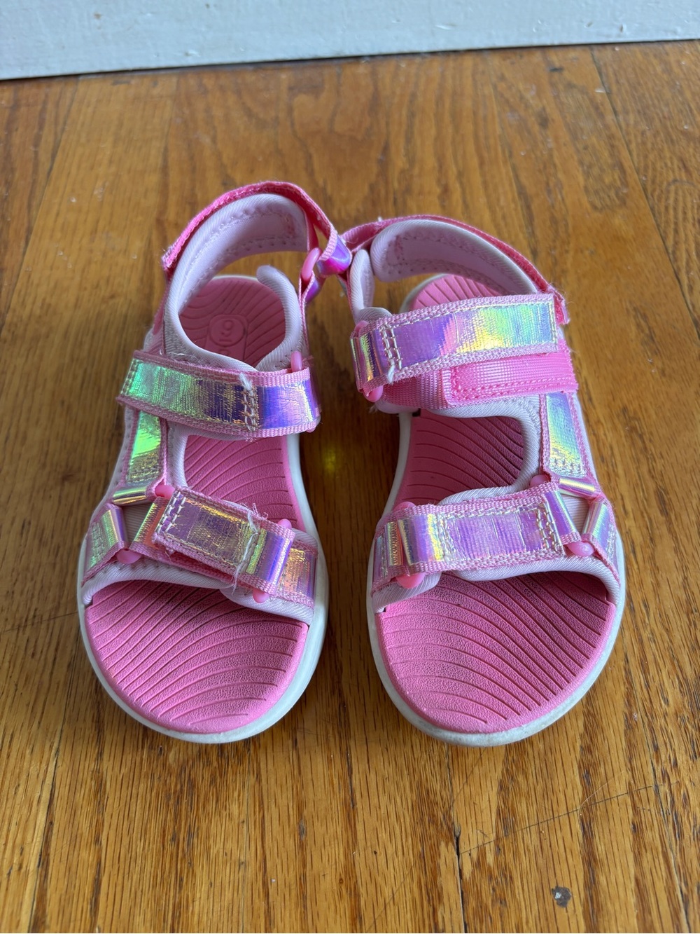 Cat & Jack Pink Holographic Strap Kids Sandals